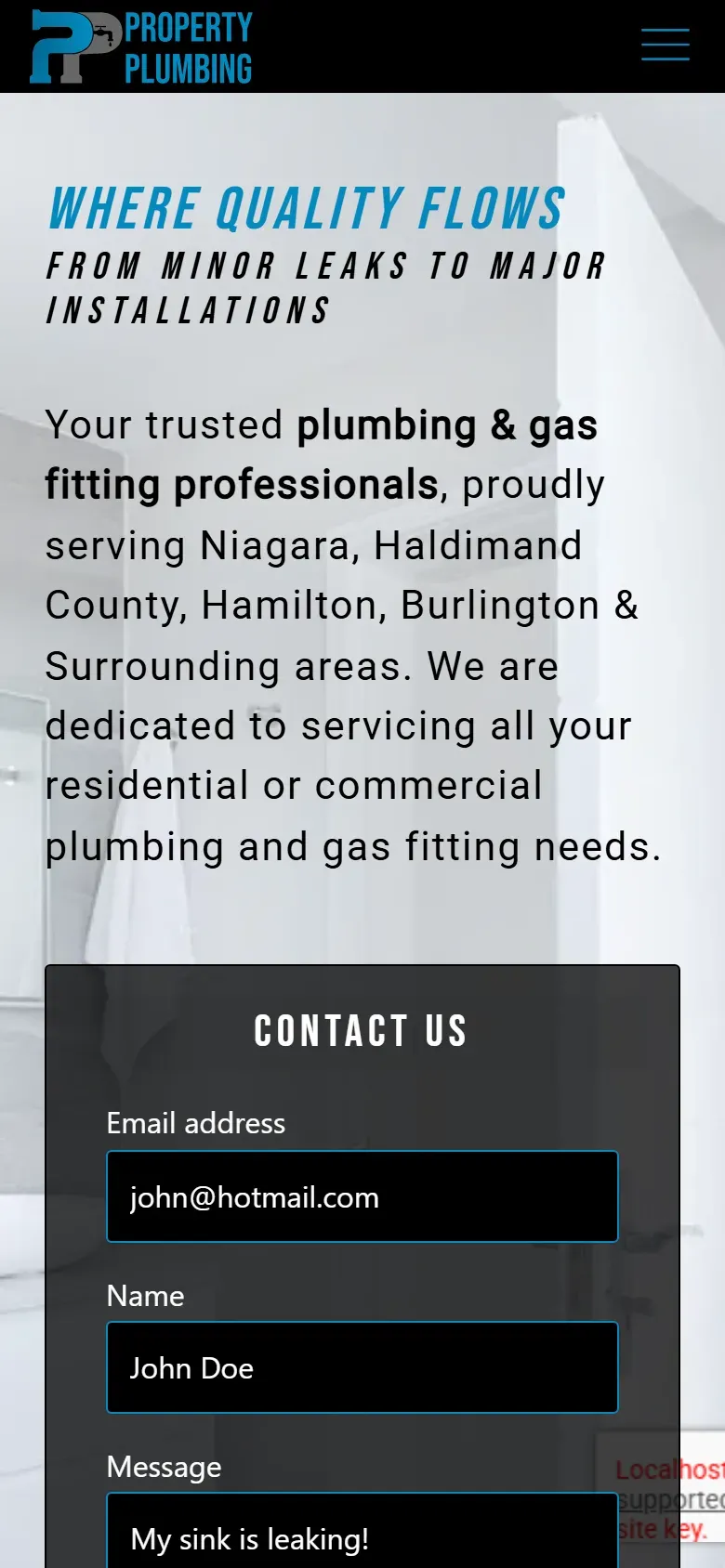 Property Plumbing on a phone